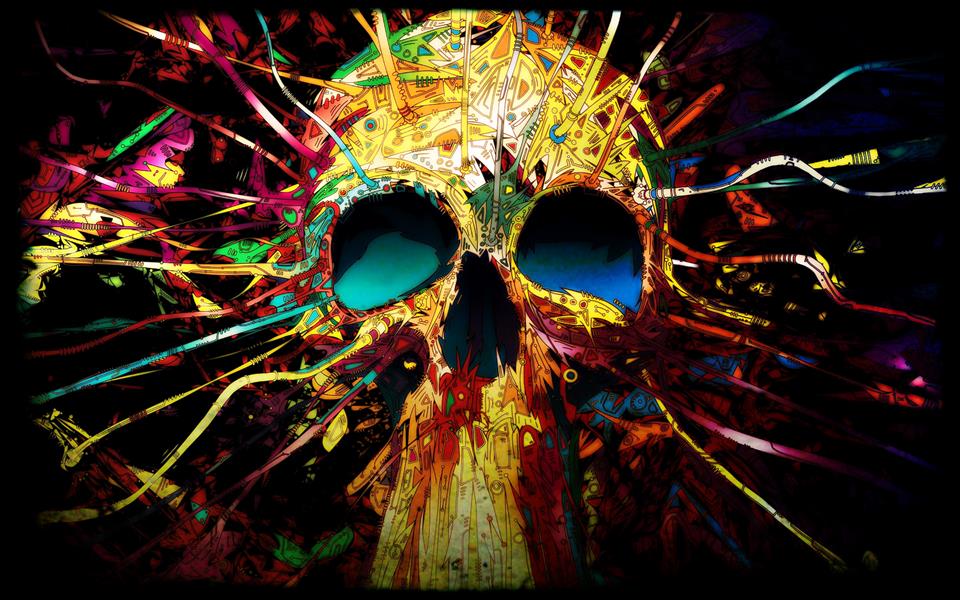 digital art, skull, colorful, Matei Apostolescu, HD wallpaper