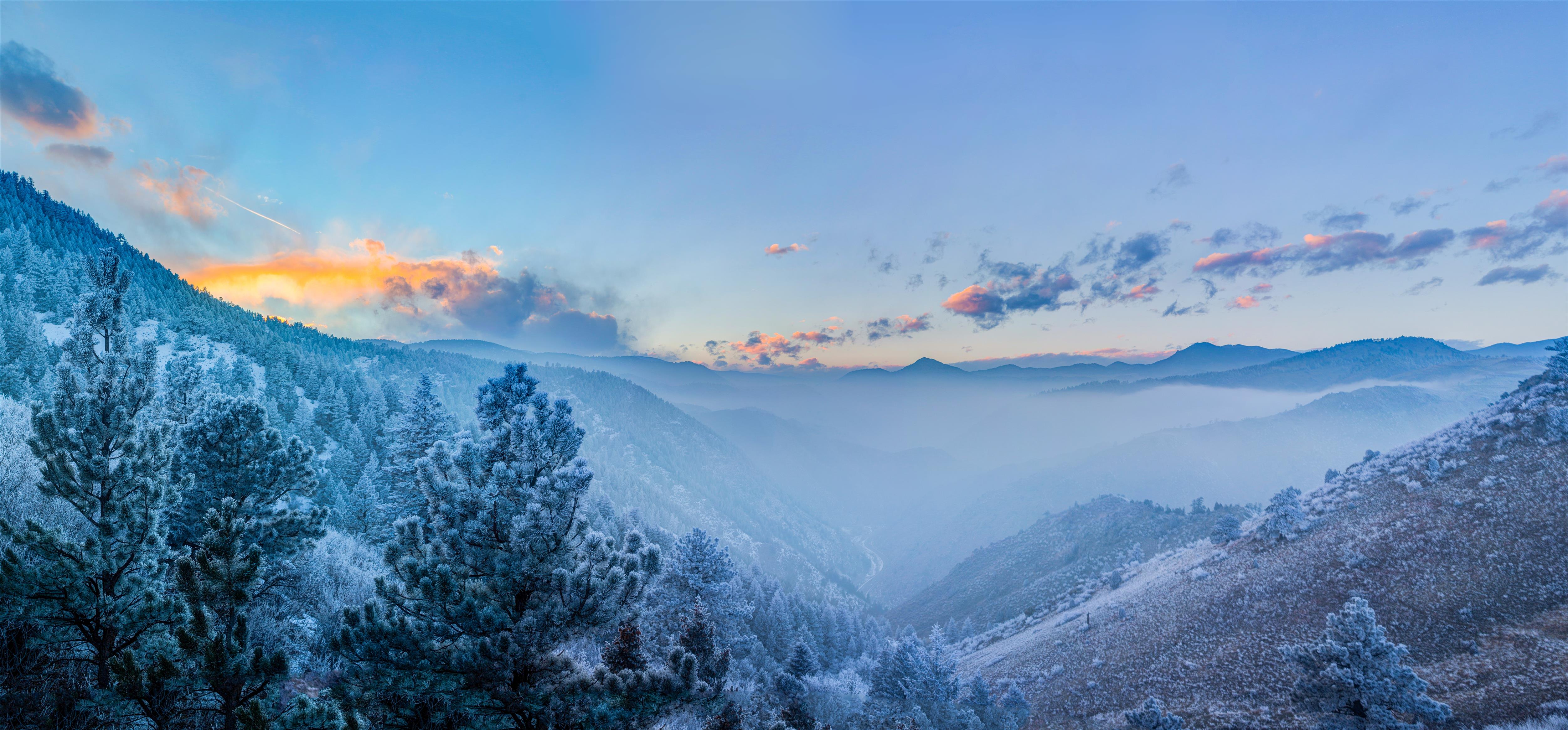 photography of hills during winter, Fog, Valley, Candle, clouds, HD wallpaper