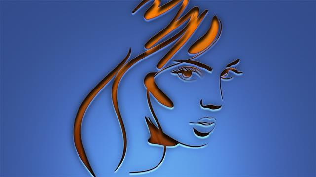 Digital Art, Blue Background, Simple, Minimalism, Women, Face, Long Hair, Lines, HD wallpaper