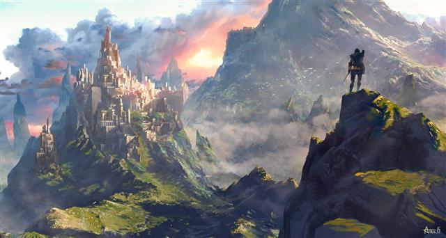 Legend of Zelda digital wallpaper, artwork, fantasy art, mountain, HD wallpaper