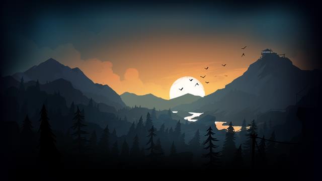sun and mountain illustration, drawing, evening, trees, mountains, HD wallpaper