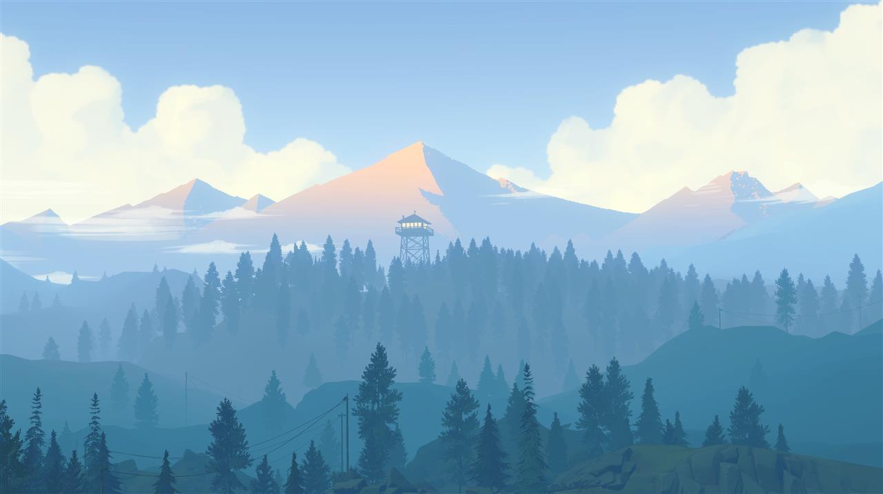illustration of mountains surrounded by trees under white clouds, HD wallpaper