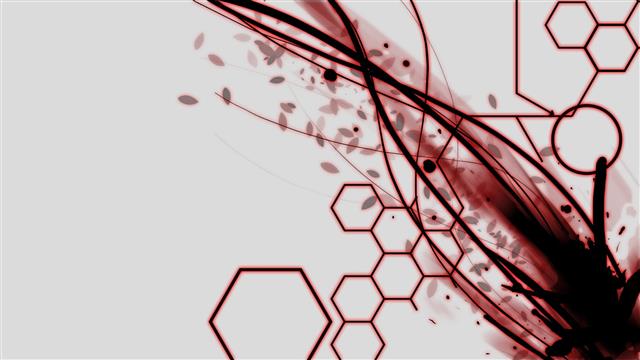 red geometry illustration, abstract, digital art, hexagon, lines, HD wallpaper