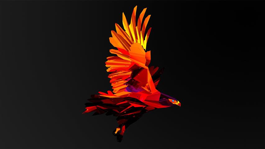orange eagle clip art, Facets, animals, digital art, low poly, HD wallpaper