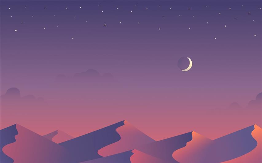 moon illustration, desert, stars, night, minimalism, dunes, artwork, HD wallpaper
