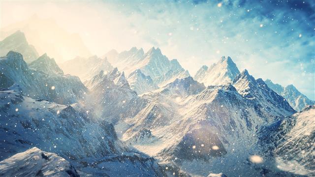 mountain covered with snow wallpaper, mountains, artwork, photo manipulation, HD wallpaper