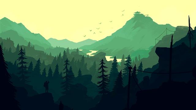 forest illustration, Firewatch, video games, landscape, mountain, HD wallpaper