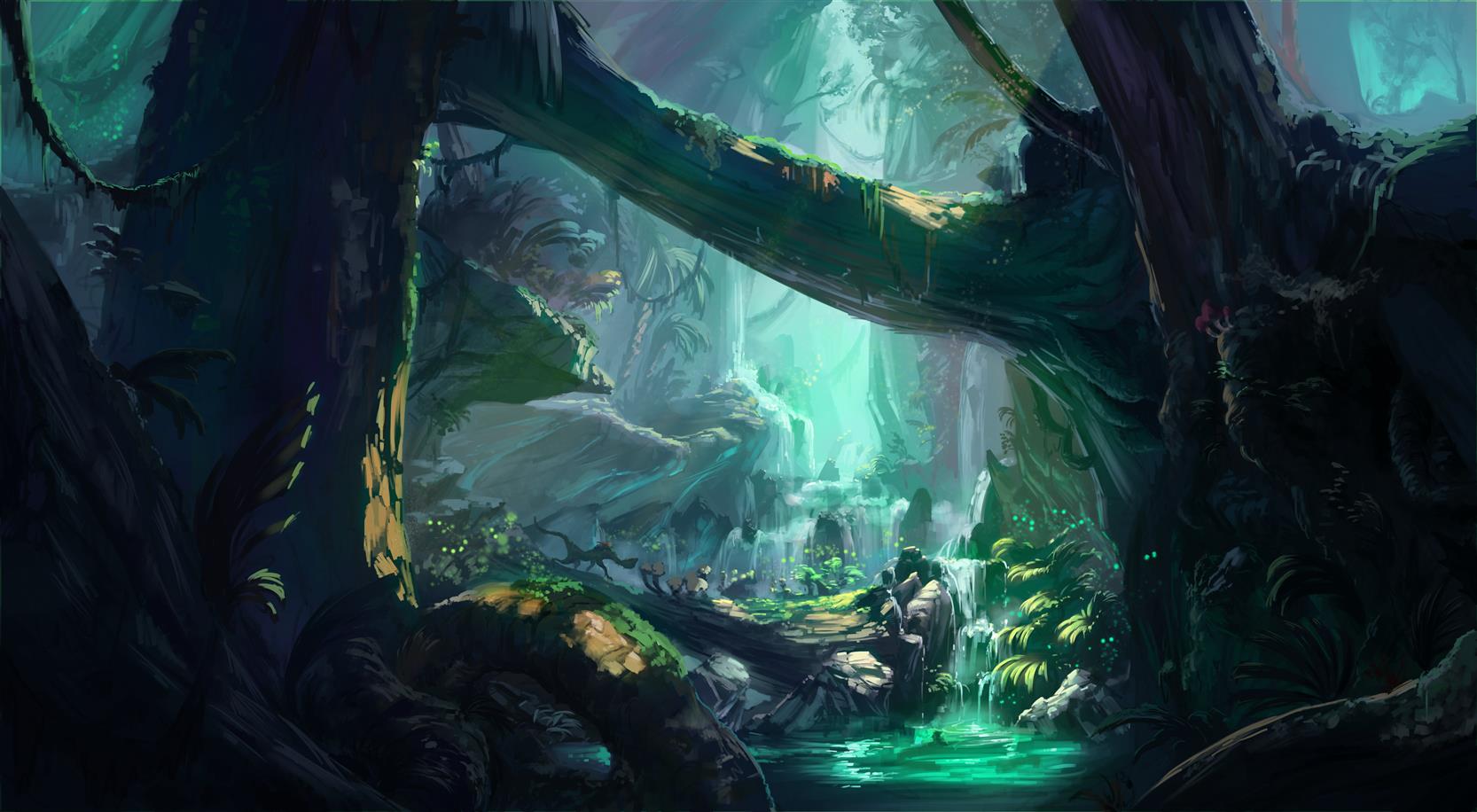 forest, ancient, Monster Hunter: World, fantasy art, trees, HD wallpaper