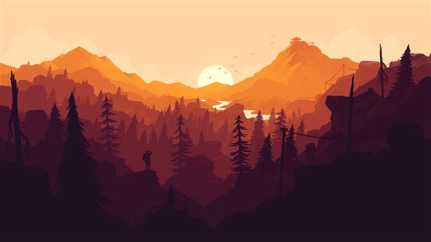 illustration of mountains, Firewatch, forest, nature, landscape, HD wallpaper