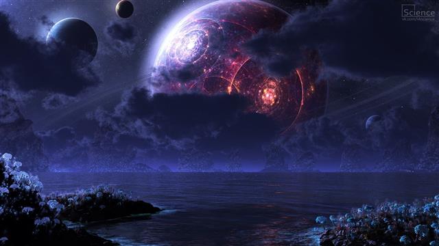 red planet and ocean painting, space, futuristic, galaxy, space art, HD wallpaper