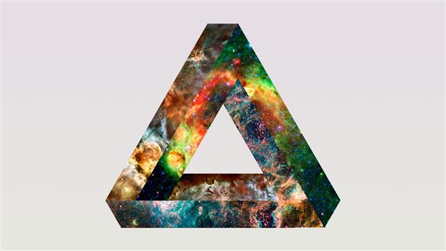 multicolored triangle wallpaper, Penrose triangle, space, simple background, HD wallpaper
