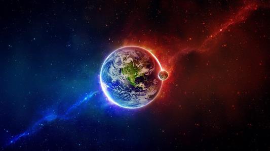 Earth and moon wallpaper, space, abstract, colorful, planet, universe, HD wallpaper