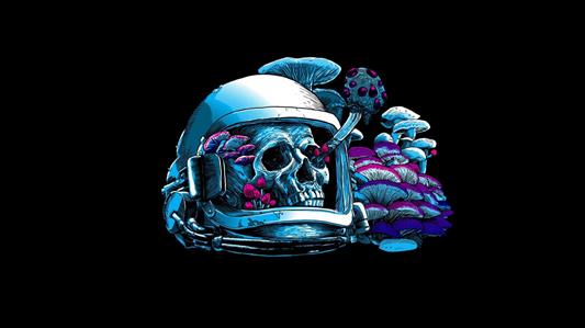 astronaut, astronautics, artwork, skull, HD wallpaper