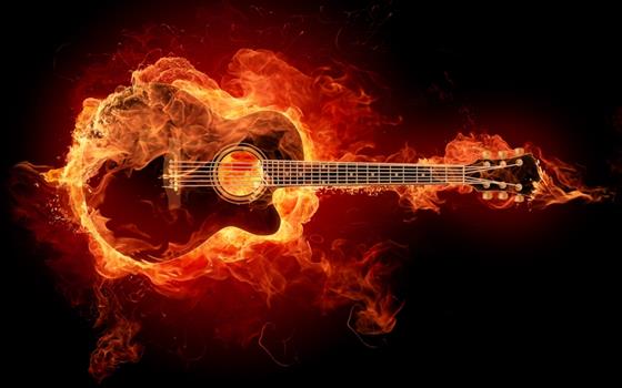 Guitar Acoustic Fire Flame HD, music, HD wallpaper