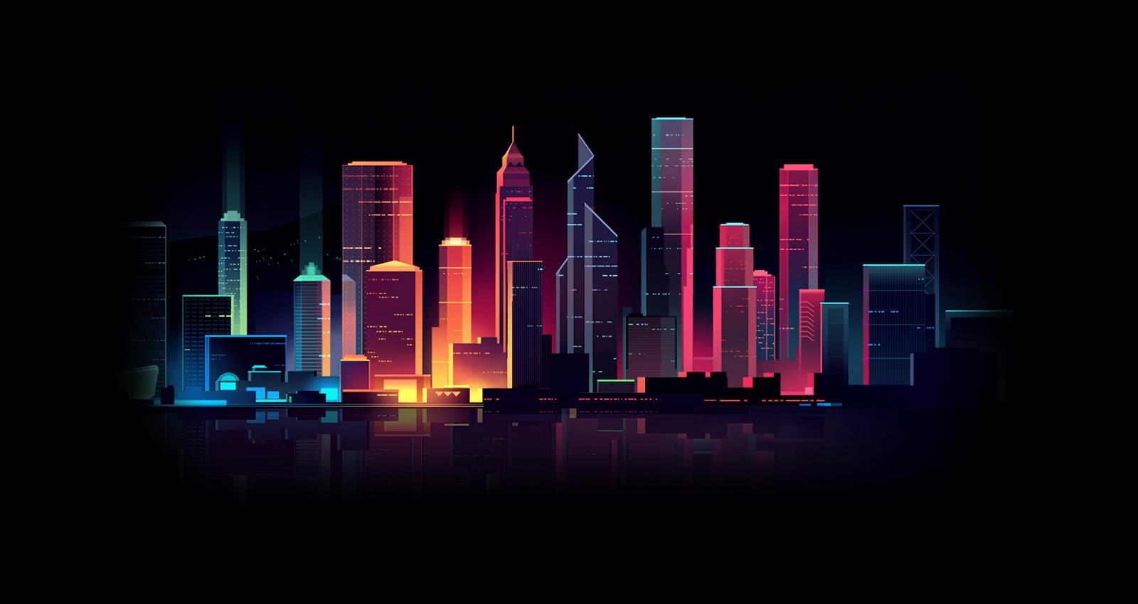 Home, Minimalism, Night, Vector, The city, Light, Style, Building, HD wallpaper
