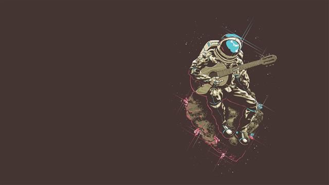 astronaut playing guitar digital wallpaper, artwork, copy space, HD wallpaper