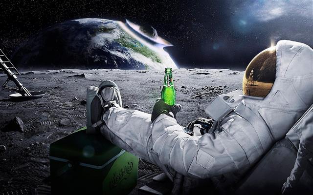 space astronaut meteors earth beer carlsberg, one person, adventure, HD wallpaper