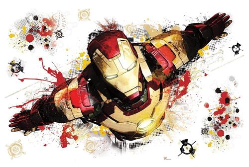 Iron Man illustration, paint splatter, Marvel Comics, artwork, HD wallpaper