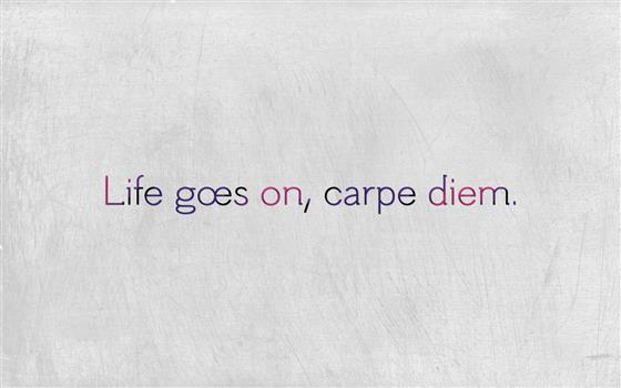 life goes on, carpe diem text overlay, white, texture, typography, HD wallpaper
