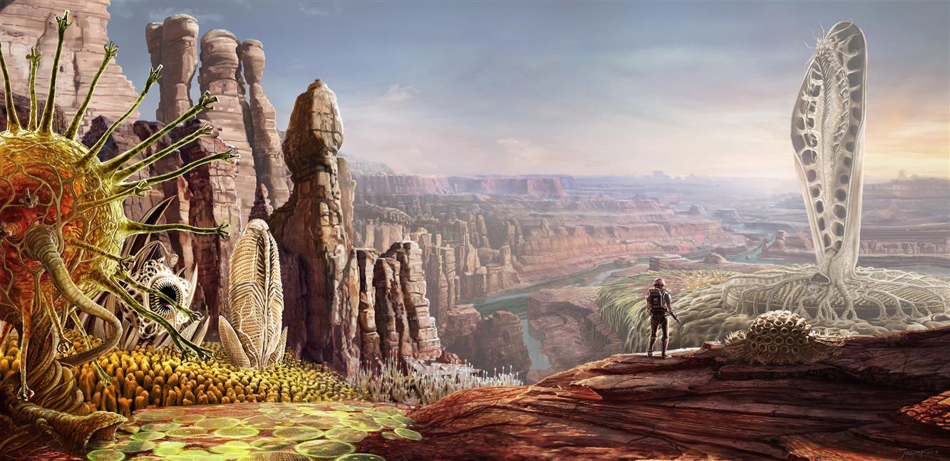 man standing on cliff painting, artwork, fantasy art, digital art, HD wallpaper