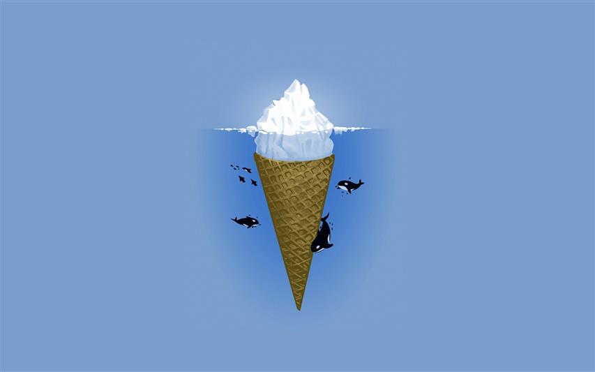 brown ice cream cone illustration, artwork, sea, iceberg, simple, HD wallpaper