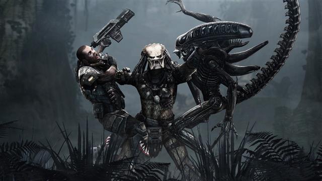 Predator and Alien illustration, artwork, aliens, Predator (movie), HD wallpaper