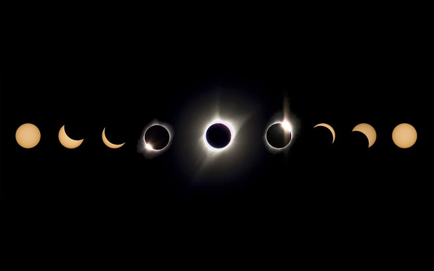 solar eclipse and lunar eclipse wallpaper, space, Moon, sun rays, HD wallpaper