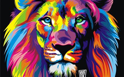 multicolored lion head wallpaper, colorful, abstract, multi colored, HD wallpaper