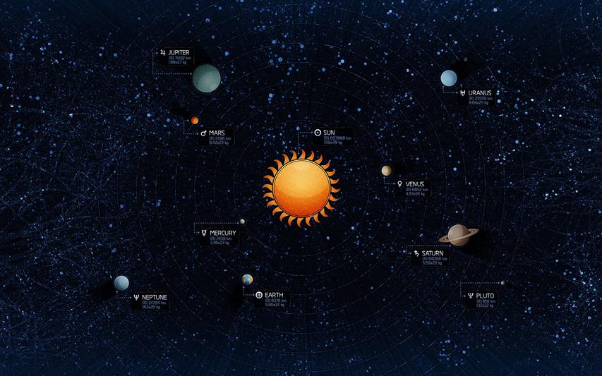 solar system illustration, space, planet, stars, Sun, Earth, Mercury, HD wallpaper