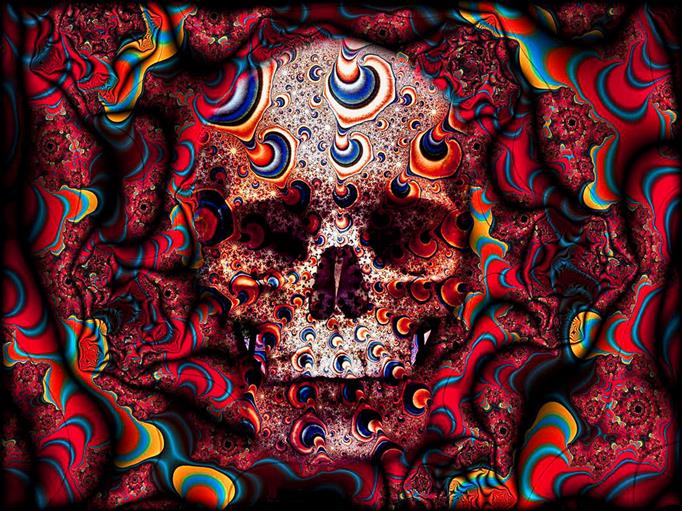 multicolored skull wallpaper, face, spectral, surreal, colorful, HD wallpaper