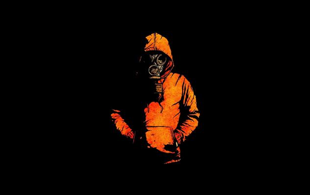 man wearing pullover hoodie and gas mask digital wallpaper, Dark, HD wallpaper