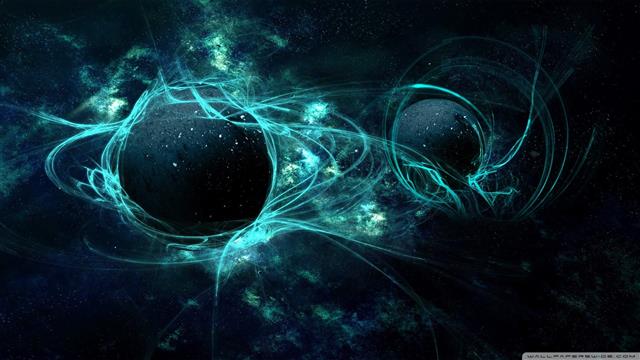 teal and black abstract painting, planet, space, blue, green, HD wallpaper