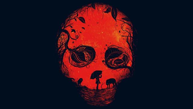 red skull illustration, red and black skull digital artwork, minimalism, HD wallpaper
