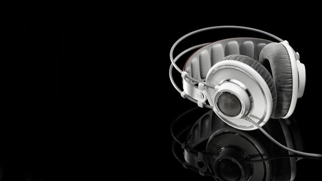 white headphones, black, AKG, music, monochrome, technology, reflection, HD wallpaper