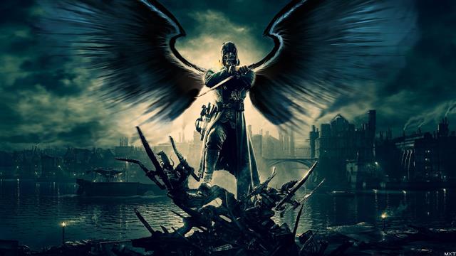 knight with wings wallpaper, Dishonored, video games, Corvo Attano, HD wallpaper