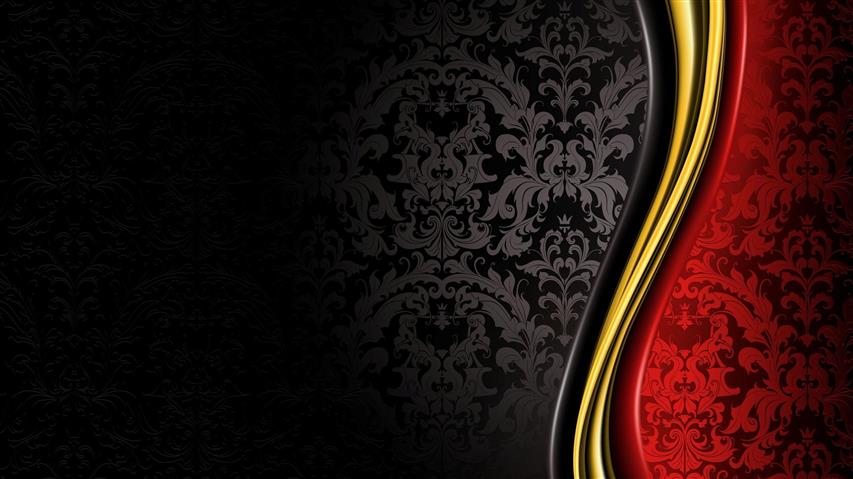 black, yellow, and red damask wallpaper, luxury, royal, gold, HD wallpaper