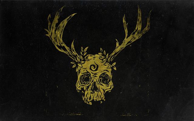 skull, minimalism, black background, fantasy art, deer, dark, HD wallpaper