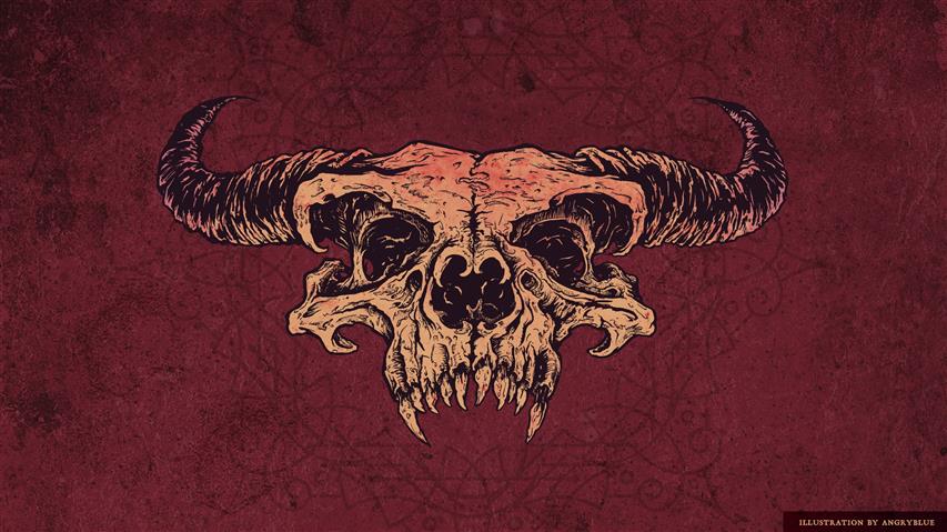 brown and white skull wallpaper, demon, satanic, horns, artwork, HD wallpaper