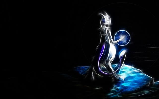 illustration of Mewtwo, Pokémon, Fractalius, black background, HD wallpaper