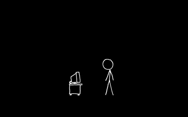stick person and computer drawing, black background, monochrome, HD wallpaper