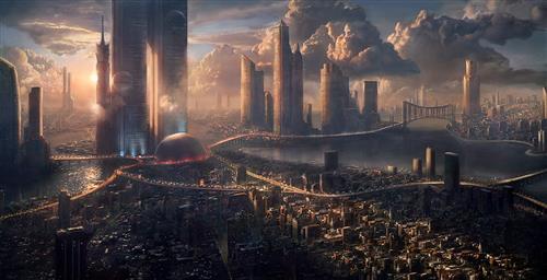 game illustration, futuristic, science fiction, skyscraper, cityscape, HD wallpaper