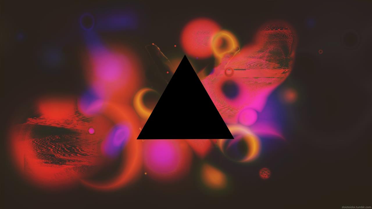 black triangle logo, geometry, space, abstract, glitch art, digital art, HD wallpaper