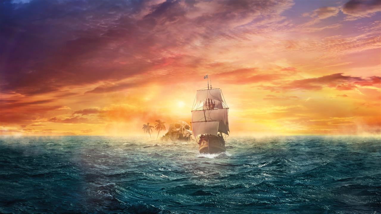 boat on body of water illustration, sailing ship during golden hour, HD wallpaper