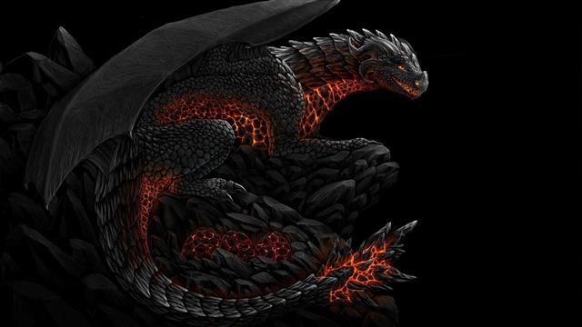 black and red dragon illustration, artwork, fantasy art, concept art, HD wallpaper