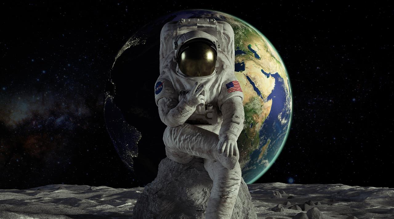 Astronaut on the Moon Victory, Space, Earth, Peace, Cosmos, Photo, HD wallpaper