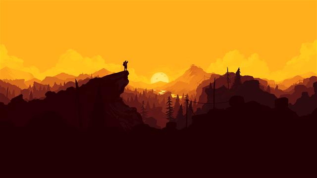 artwork, dom, yellow, Olly Moss, Firewatch, video games, Video Game Art, HD wallpaper