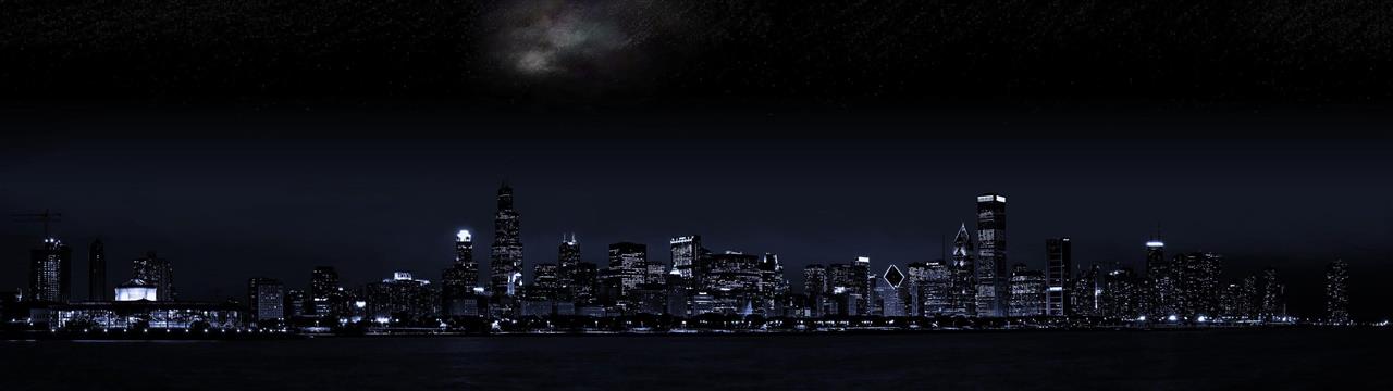 night city, dual monitor, the dark background, HD wallpaper