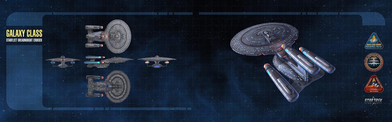 Galaxy Class illustration, Star Trek, spaceship, multiple display, HD wallpaper