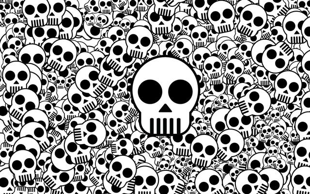 Skull, Pattern, Abstract, white and black skulls illustration, HD wallpaper