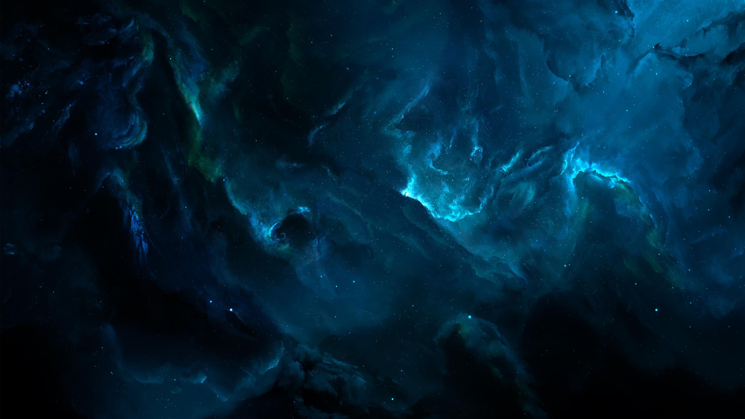 space, universe, blue, nebula, outer space, darkness, stars, HD wallpaper